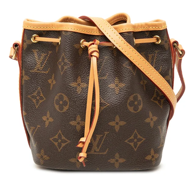 Brown Louis Vuitton Monogram Nano Noe Bucket Bag in Brown Coated canvas from Designer Revival