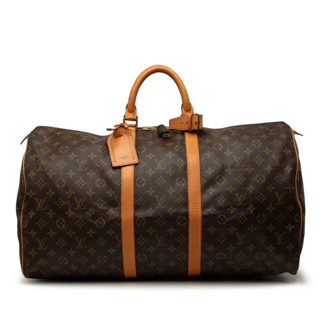 Brown Louis Vuitton Monogram Keepall 55 Travel Bag in Brown Coated canvas from Designer Revival