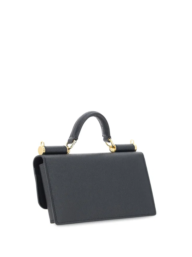 Dolce & Gabbana Micro Sicily Shoulder Bag — Black Calf Leather (bos Taurus) in Black Calfskin from HEWI