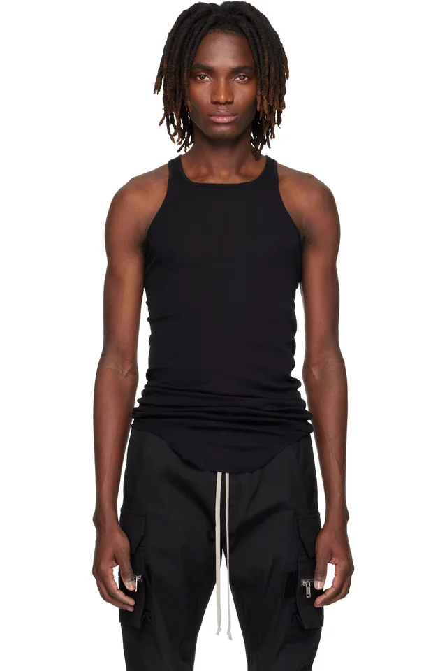 Rick Owens Black Temple Basic Rib Tank Top, image 1 of 1 from SSENSE