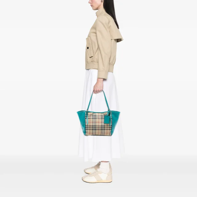 Beige Burberry Small Haymarket Check Canvas and Leather Canterbury Tote in Beige Canvas from Designer Revival, photo 6 of 6