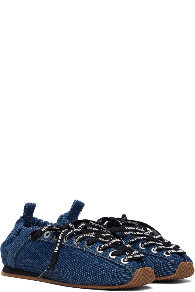 GANNI Navy Sporty Ballerina Flats, photo 4 of 5 from SSENSE