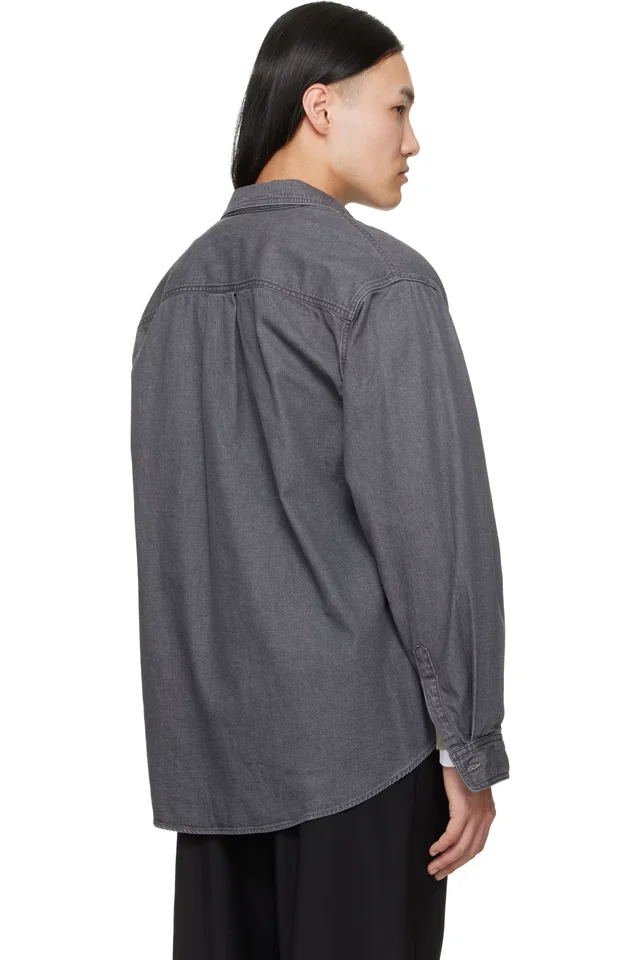 YOKE Gray Vintage Washed Denim Overshirt, photo 3 of 3 from SSENSE