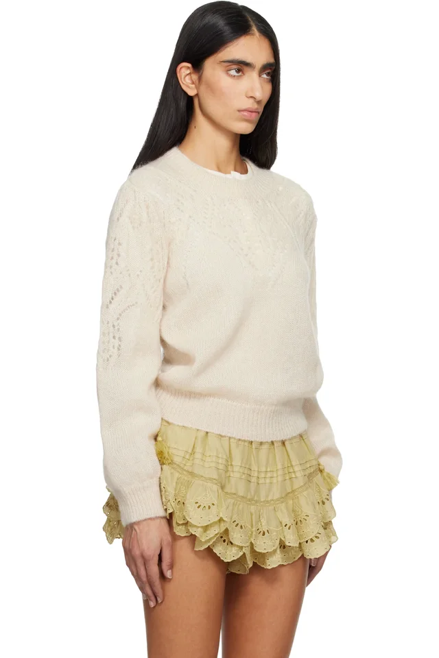 Isabel Marant Etoile Beige Jenia Openwork Mohair Knit Sweater, photo 2 of 4 from SSENSE