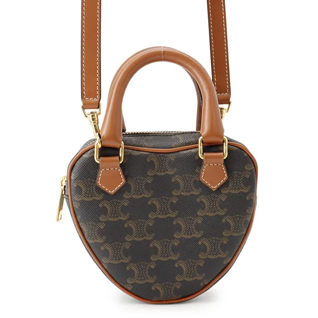 Celine Triomphe Heart Handbag Tan198222 PVC Leather in Leather from GALLERY RARE