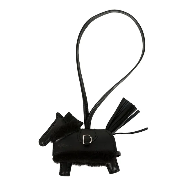 Hermès Rodeo Robeo Plush Charm PM Black Milo Lambskin and Wool Palladium Hardware in Black Lambskin from Madison Avenue Couture