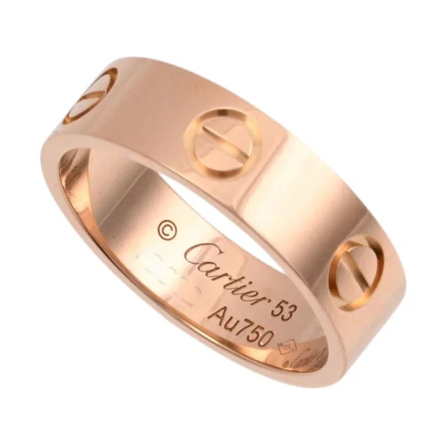 Cartier 18K Love Ring #53 Pink Gold in Pink from VINTAGE QOO TOKYO