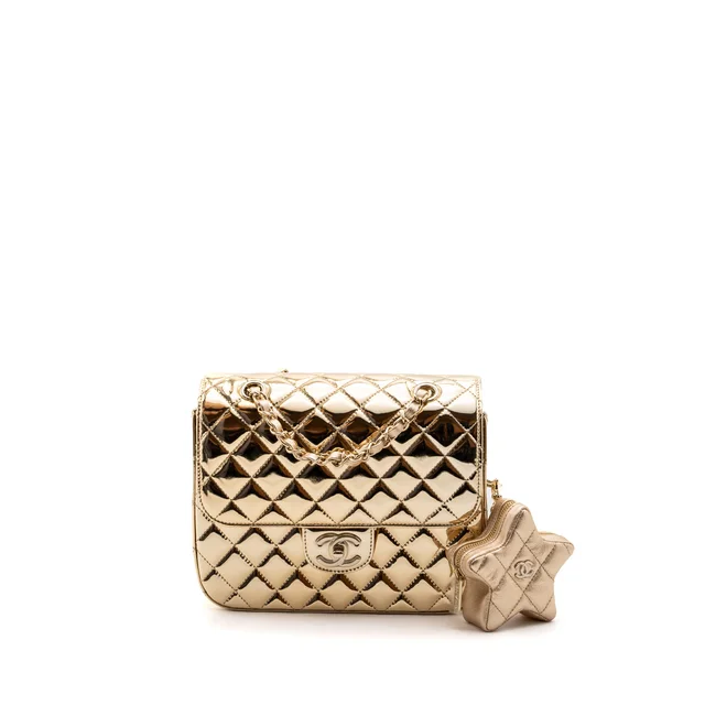 Chanel 24c Backpack With Star Patent Gold LGHW (microchip) in Gold Patent leather from EMIER