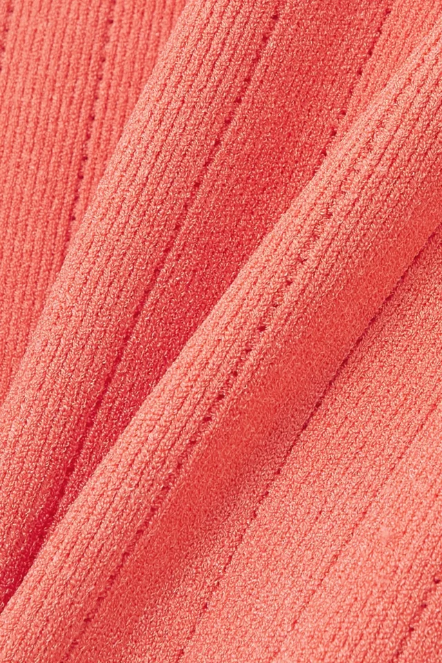 Balmain Button-Embellished Pointelle-Knit Cardigan in Coral, photo 4 of 4 from THE OUTNET