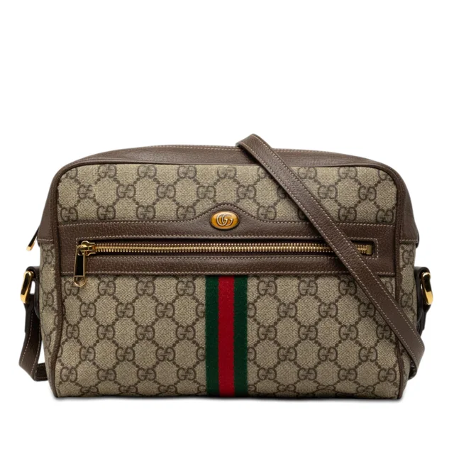 Beige Gucci GG Supreme Ophidia Crossbody in Beige Coated canvas from Designer Revival