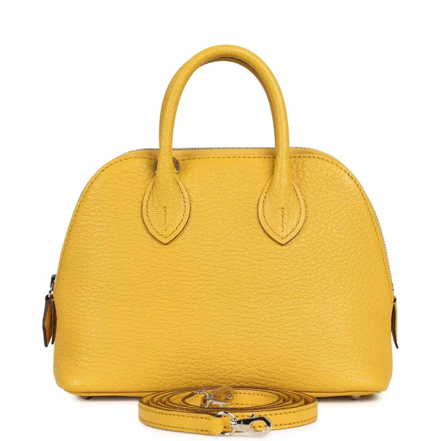 Hermès 1923 Bolide Mini Sun Chevre Mysore Palladium Hardware in Goatskin from Madison Avenue Couture