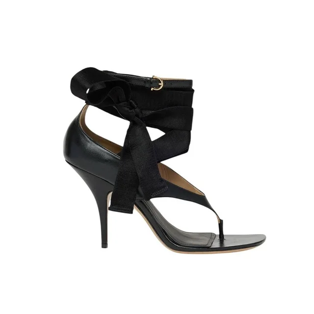 Ferragamo Leliu Leather Thong Heels in black Leather from Poshmark