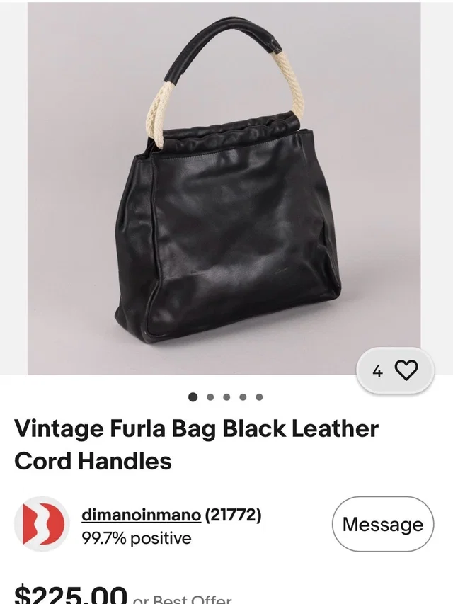 Furla Leather Tote With Cream Cord Handles in black Leather from Poshmark