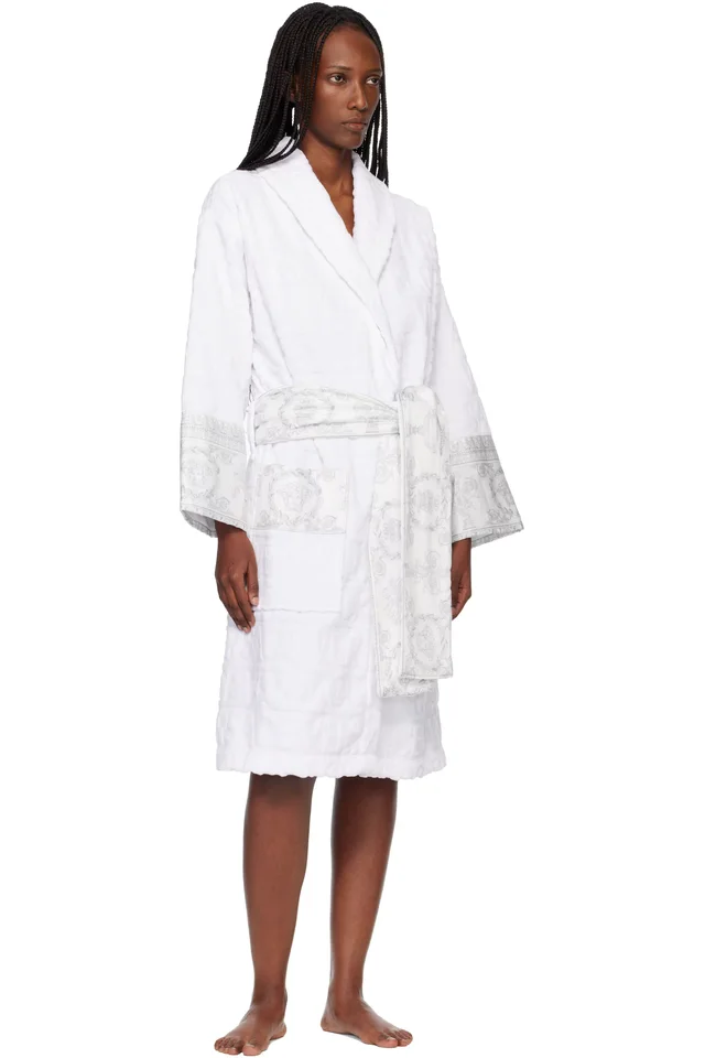Versace White 'I Heart Baroque' Bathrobe, photo 4 of 4 from SSENSE