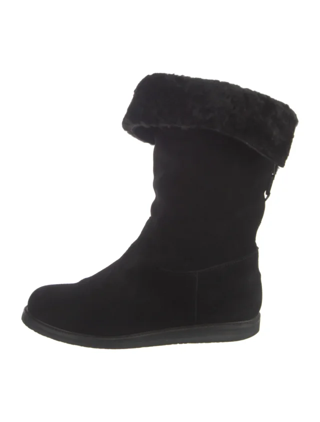 Ferragamo Suede Slouch Boots in black Suede from The RealReal