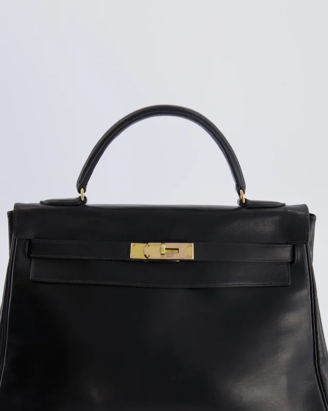 Hermès Vintage Kelly 32 Retourne Bag in Black Box leather from Sellier, photo 4 of 22
