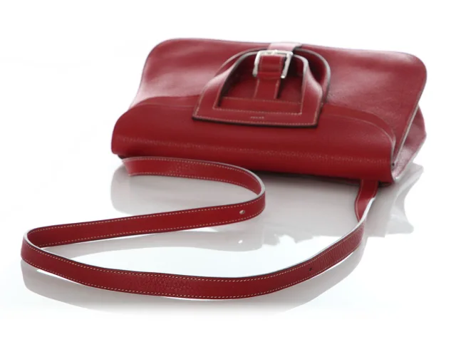 Hermès Clémence Halzan 31 in Red Clemence leather from Ann's Fabulous Finds, photo 7 of 10