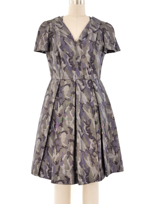 Prada Camouflage Printed Silk Dress in Multicolor Silk from Arcade Vintage