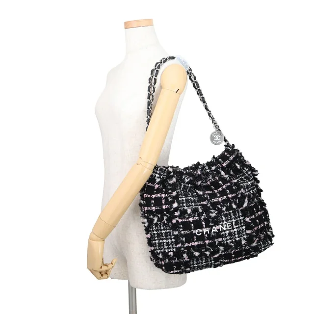Chanel CHANEL22 ChainShoulder Bag Black/Pink/WhiteAS3260 Tweed Leather Size Small in Black Tweed from GALLERY RARE, photo 4 of 6