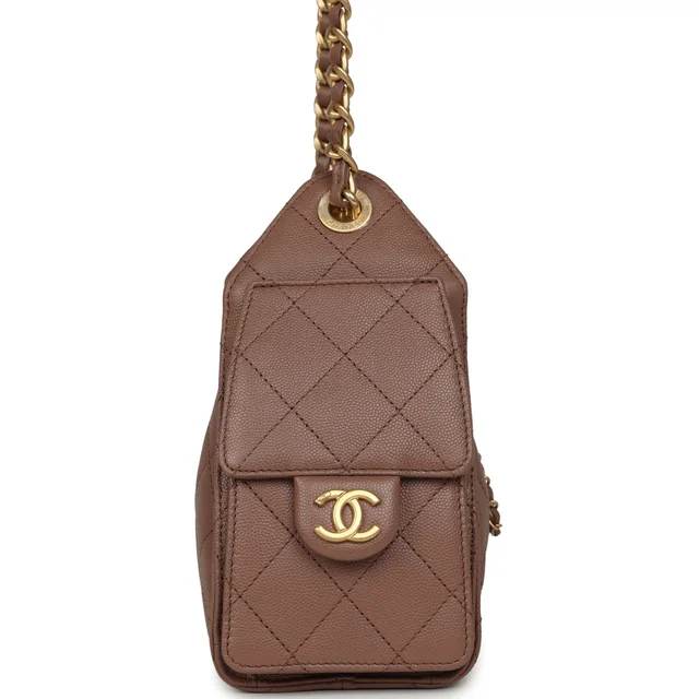 Chanel Mini 25 Hobo Bag Brown Caviar Antique Gold Hardware in Brown Caviar leather from Madison Avenue Couture, photo 2 of 2