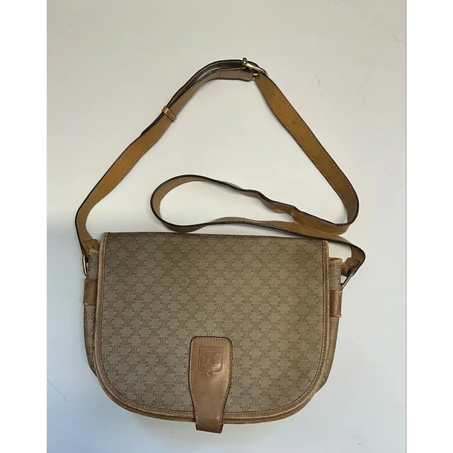 Celine Vintage Macadam Canvas & Leather Triomphe Rare Old Crossbody in Canvas from Poshmark