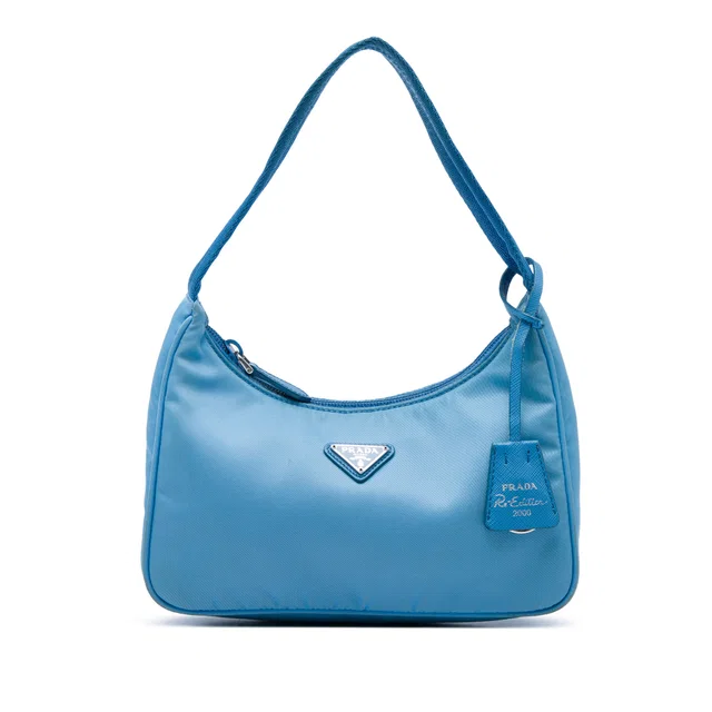 Blue Prada Mini Tessuto Re Edition 2000 Shoulder Bag in Blue Nylon from Designer Revival