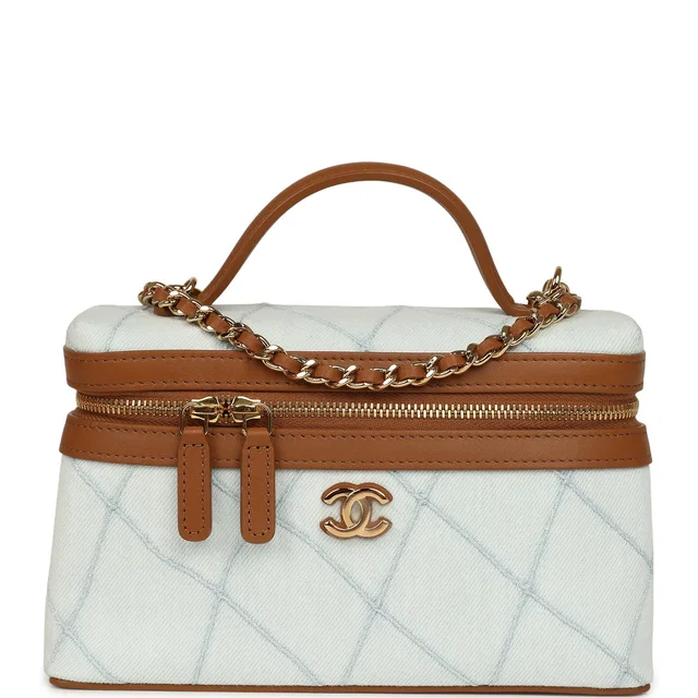 Chanel Coco Beach Top Handle Long Vanity Case in Brown Calfskin from Madison Avenue Couture