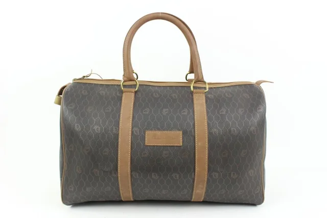 Dior Black x Brown Honeycomb Monogram Trotter Boston Duffle Bag in Black Canvas from Bagriculture