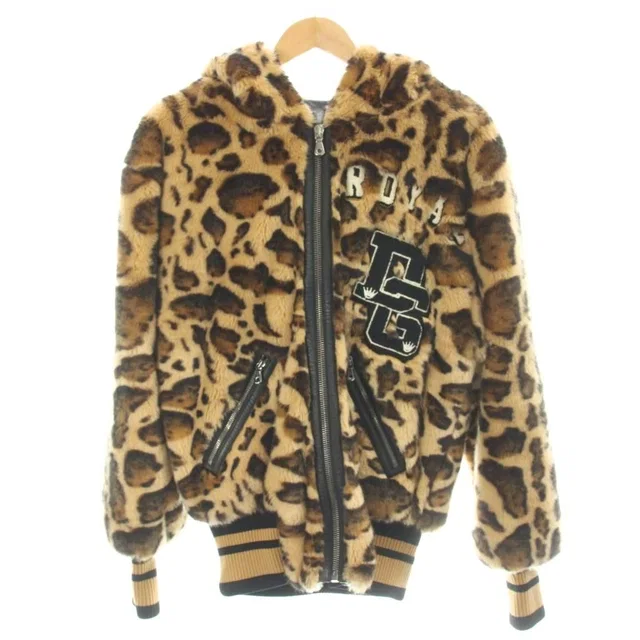 Dolce & Gabbana Jacket Hoodie Faux Fur Animal Leopard Print Zip Up Hood 44 Brown in Brown from The Reluxe