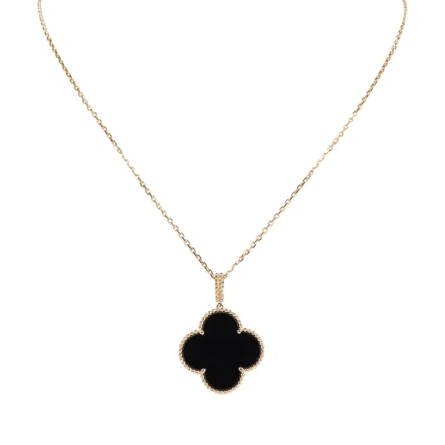 Van Cleef & Arpels Magic Alhambra Long Necklace 1 Motif Onyx 18K Yellow Gold in Yellow from Madison Avenue Couture