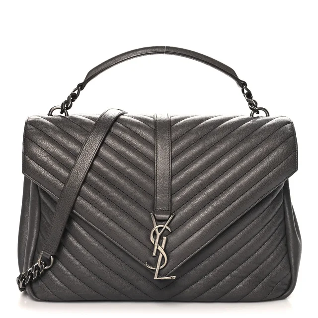 Saint Laurent College Matelasse Leather Bag - Anthracite in Leather from H&T