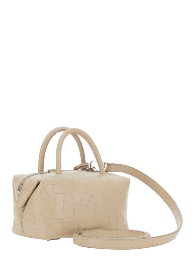 MAX MARA Beige 'Holdall' Small Handbag with Adjustable and Removable Shoulder Strap and Crocodile-Embossed Effect in Leather for Women in Beige 100% Lamb, photo 5 of 10 from Gaudenzi Boutique