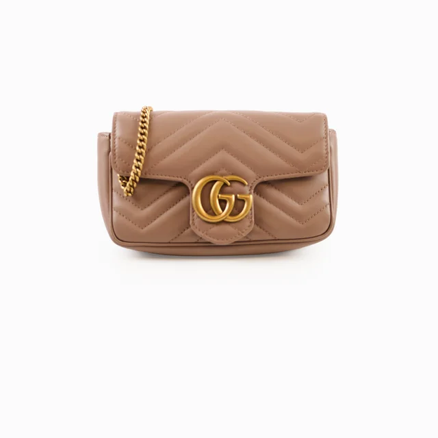 Gucci GG Marmont Matelasse Super Mini Dusty Pink in Pink Leather from The Purse Affair