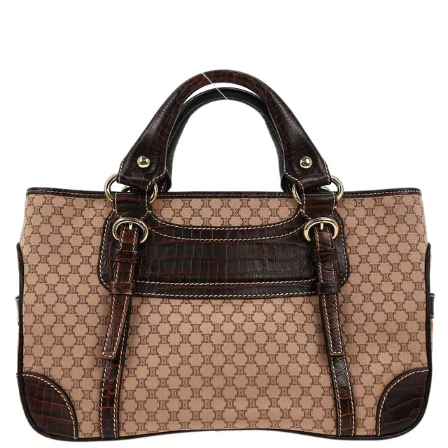 Celine Brown Canvas Macadam Boogie Tote Handbag in Brown Canvas from AMORE Vintage Tokyo
