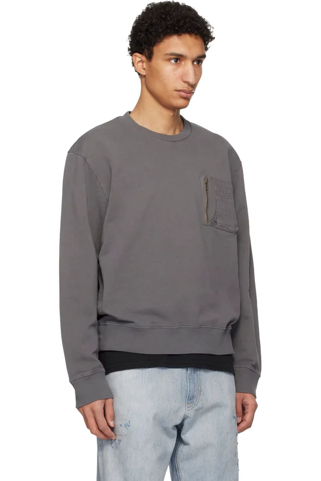 MM6 Maison Margiela Gray Utility Pocket Sweatshirt, photo 2 of 4 from SSENSE