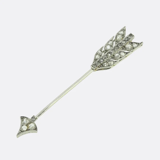 Cartier Art Deco Rose Cut Diamond Arrow Jabot Pin in Pink from The Vintage Jeweller