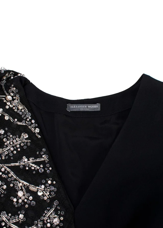 Alexander McQueen Crystal Embellished Black Draped Sleeve Gown in Black from HEWI, photo 2 of 2