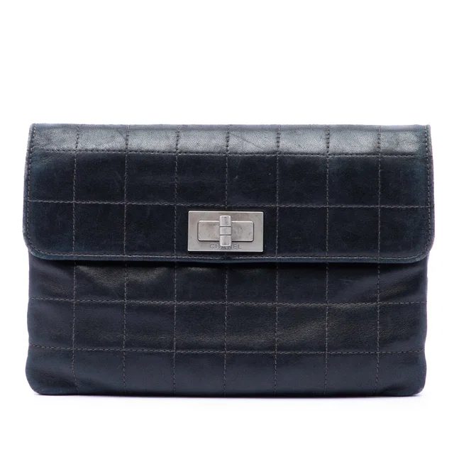 Black Chanel Choco Bar Lambskin Reissue 2.55 Flap Clutch in Black Lambskin from Designer Revival