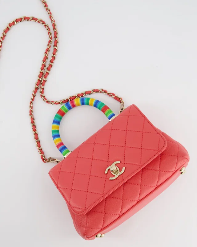 Chanel Pink Extra Mini Coco Multi-Colour Handle Bag in Pink Lambskin from Sellier