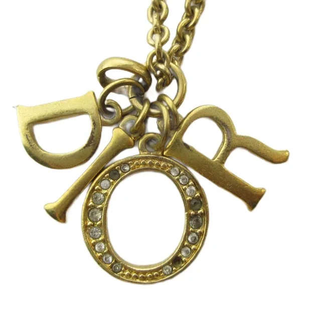 Dior Necklace Logo Pendant Gold in Gold from The Reluxe