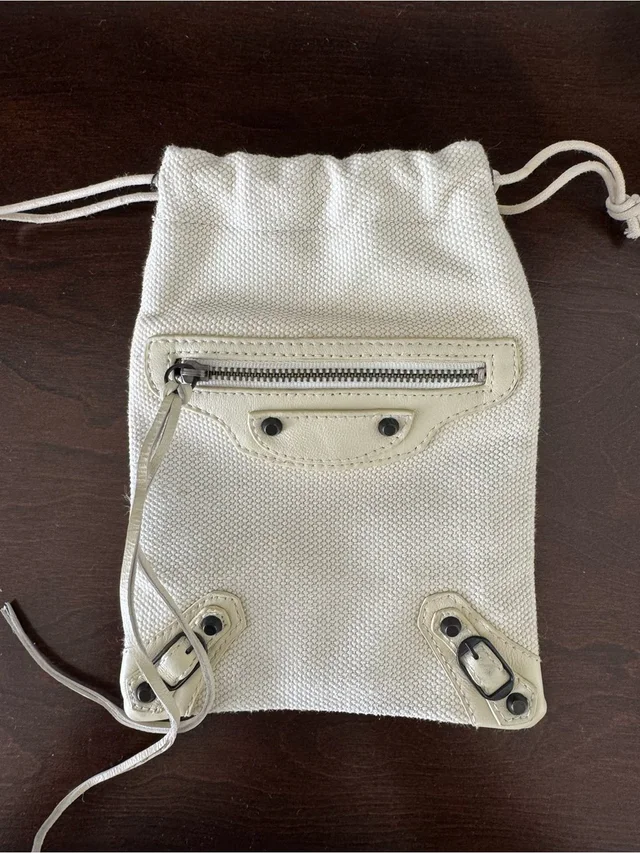 Balenciaga Rare Motorcycle Collection Drawstring Pouch Bag Ivory in white from Poshmark