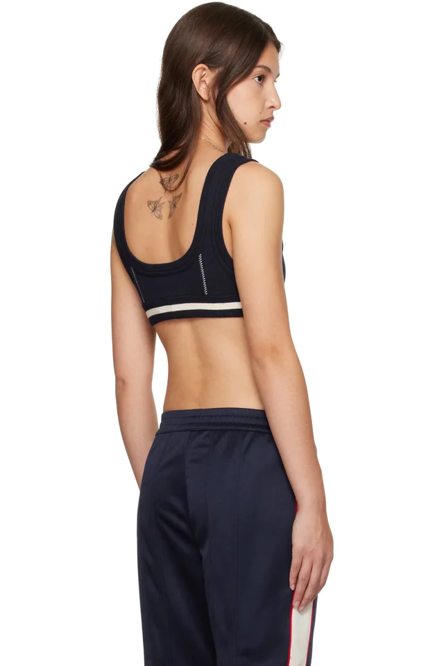 AMBUSH Navy Contrast Stitch Bra Top, photo 3 of 4 from SSENSE