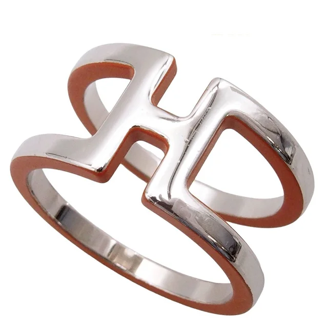 Hermès Anron Scarf Ring Silver Orange Metal in Orange from The Reluxe