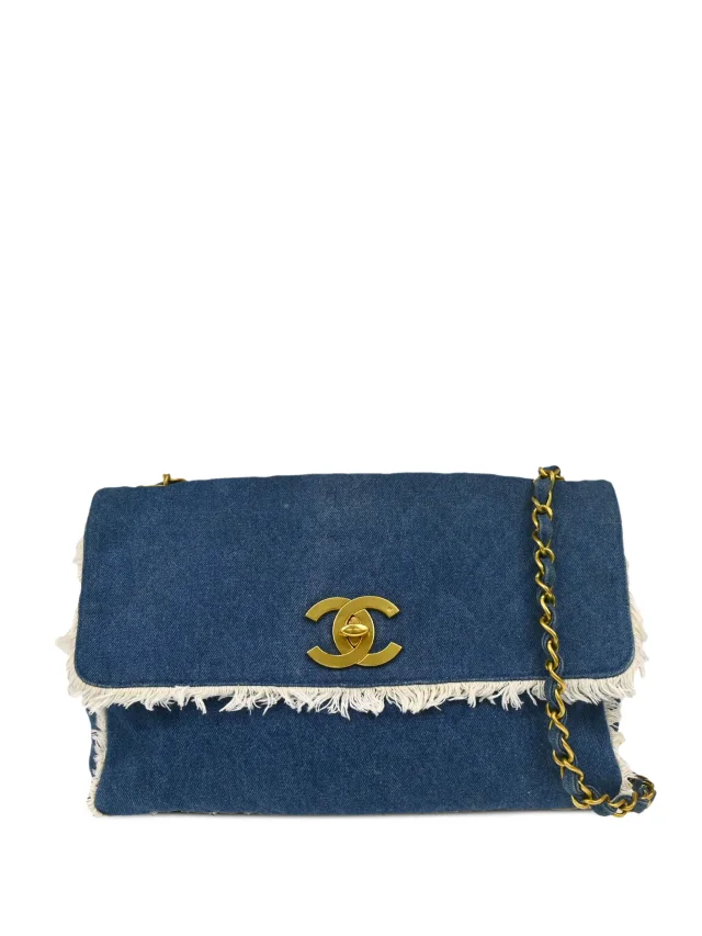 Chanel Pre-Owned 1992 Classic Flap Shoulder Bag | Blue | FARFETCH in Blue Denim from Farfetch