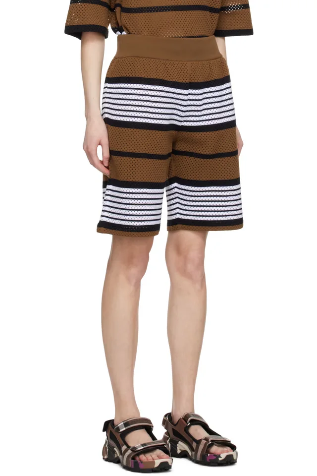 Burberry Brown Stripe Shorts, photo 2 of 4 from SSENSE