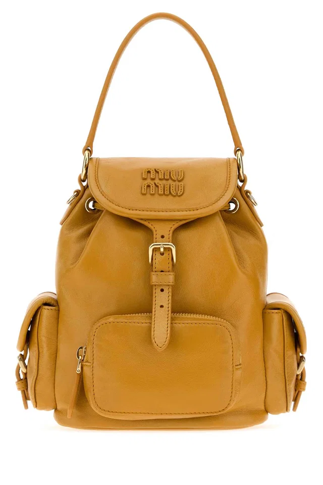 Miu Miu Leather Backpack Shoulder Bag — Yellow in Yellow Leather from HEWI