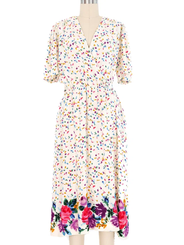 Dior Silk Floral Wrap Dress in Silk from Arcade Vintage
