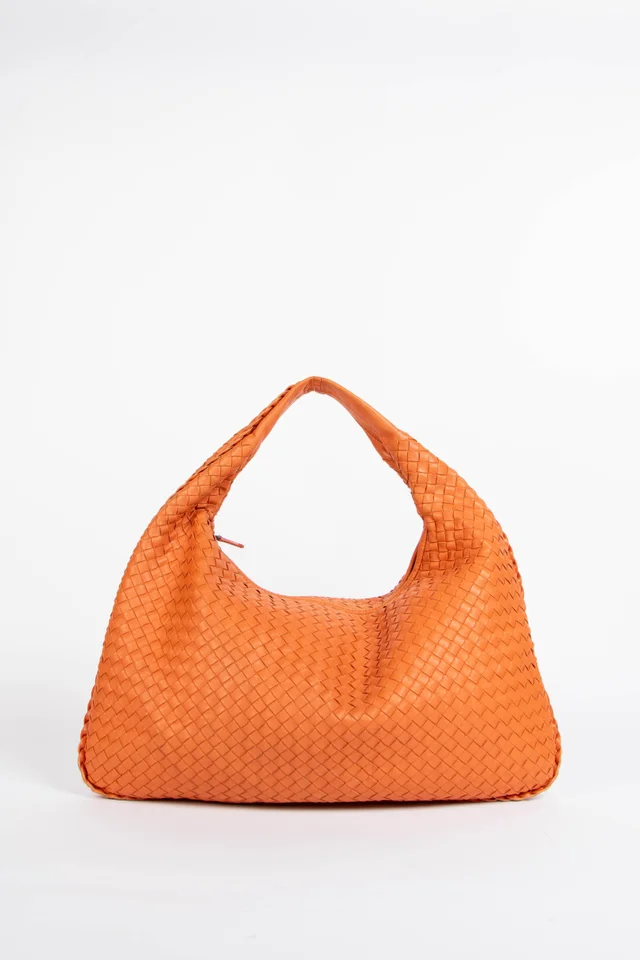 Bottega Veneta Vintage Orange Intrecciato Shoulder Bag in Orange Woven leather from Break Archive
