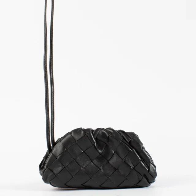 Bottega Veneta Black Micro Pouch in Black Leather from Labellov
