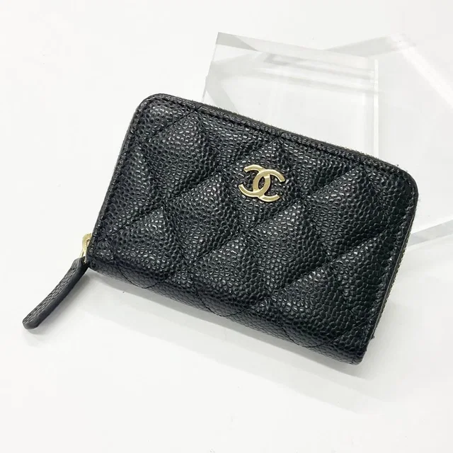 Chanel CC Logo Zip Coin Purse Wallet Case in Caviar leather from The Reluxe